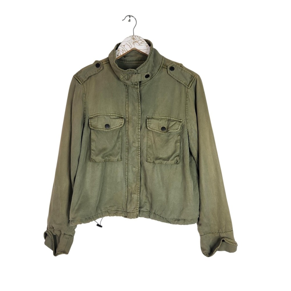 PISTOLA Jacket Womens Medium Green Lyocell Army Military Utility Zip‎ P5914